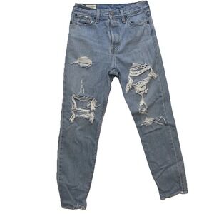 Levi's Wedgie Straight Leg Women's Jeans Size 27 Light Wash Distressed Denim